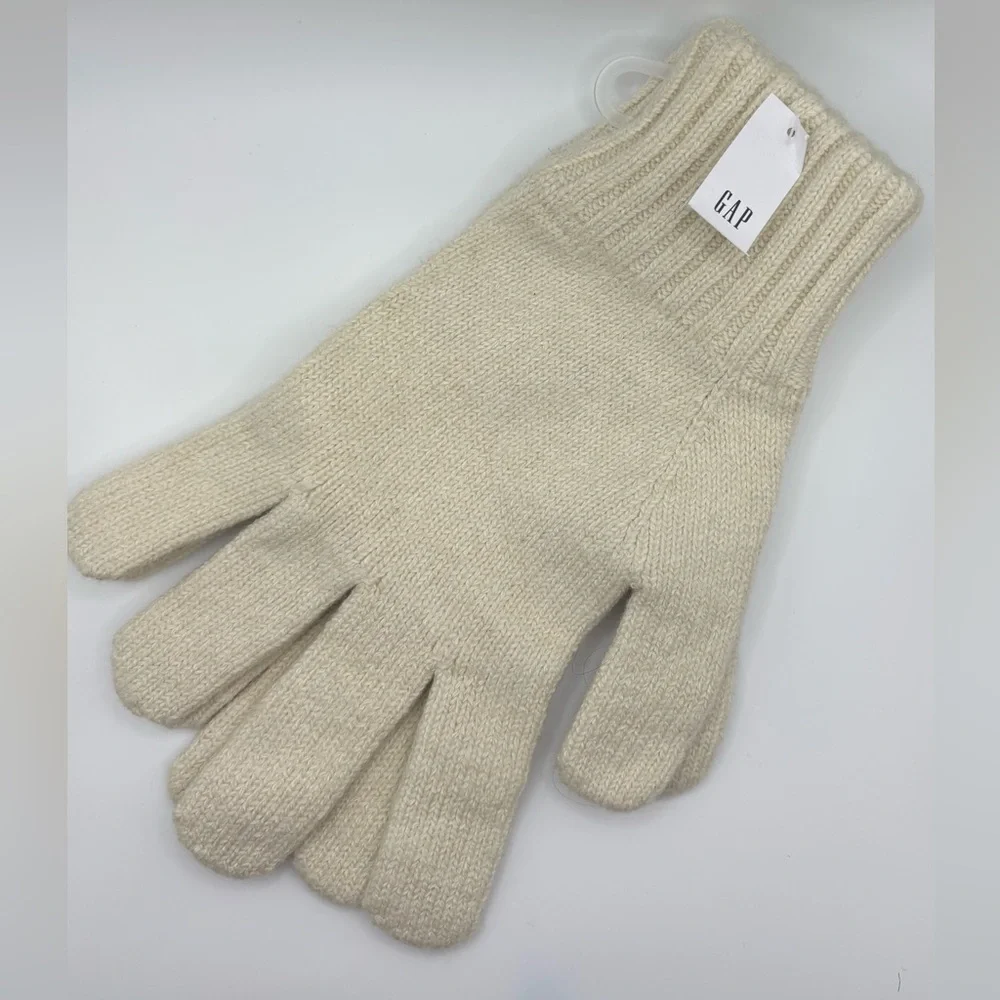 Gap Ivory Cashsoft Cotton Blend Knit Winter Gloves Women's Size L/XL New